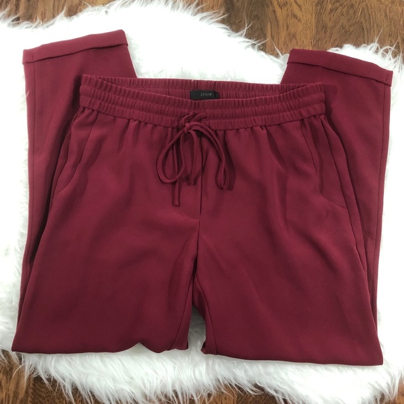 J.Crew Drapey Deep Red Drawstring Pant Size 6 - Picture 2 of 8